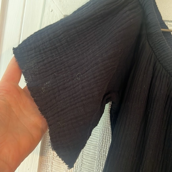 Nation Ltd Black Mariel Off The Shoulder Gauze Dress Raw Hem Beachy size S - Picture 8 of 10